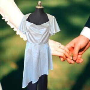 White Satin Asymmetrical Dress NWT Sz Large